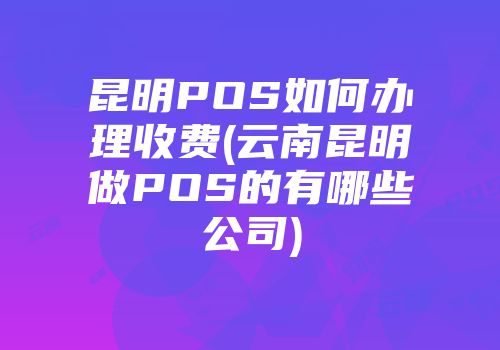 昆明POS如何办理收费(云南昆明做POS的有哪些公司)