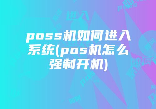 poss机如何进入系统(pos机怎么强制开机)